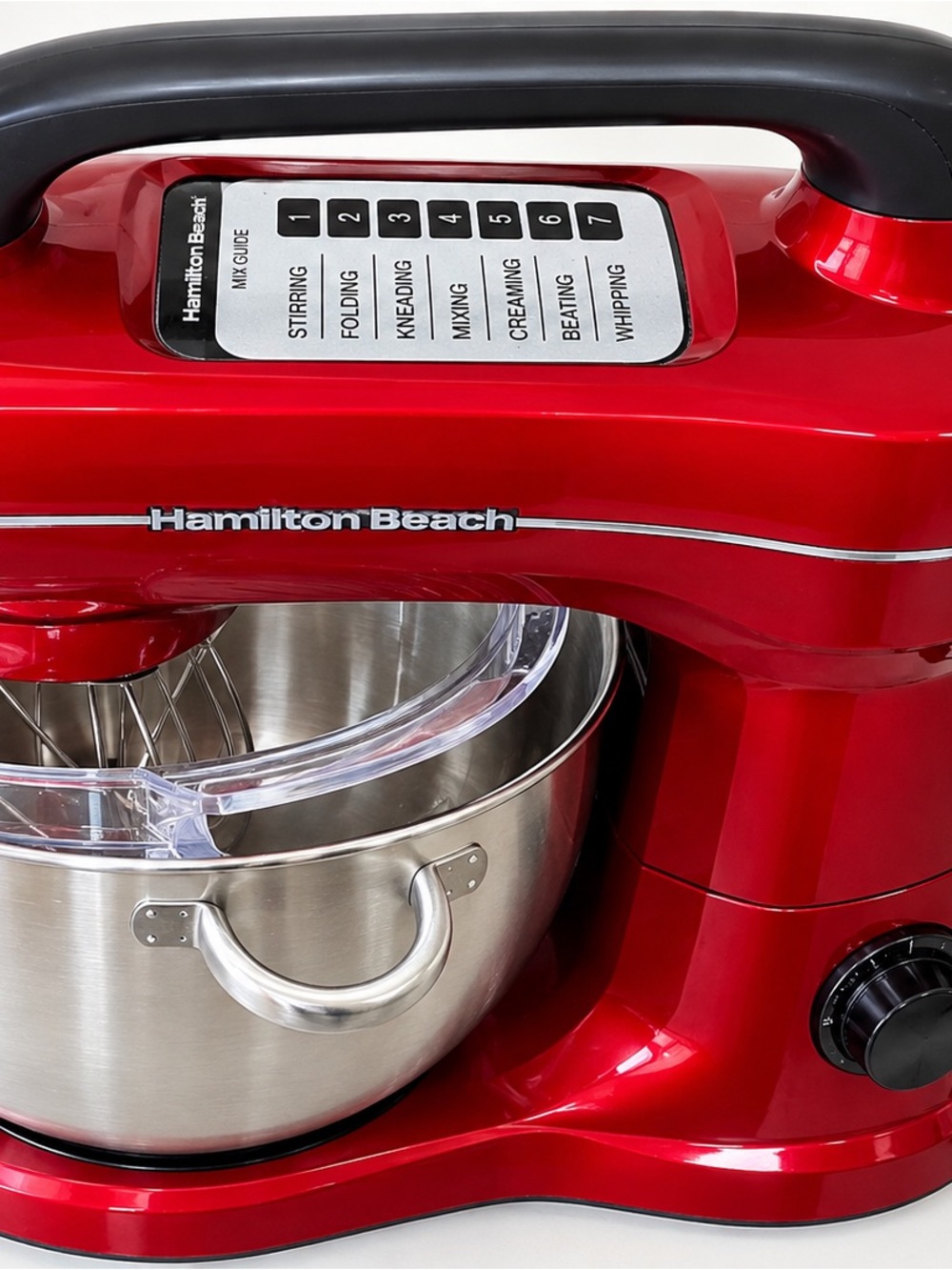 Hamilton Beach Glossy Red Stand Mixer with Stainless Bowl